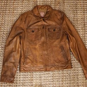 Classic Trucker Style Leater Jacket Lucky Brand